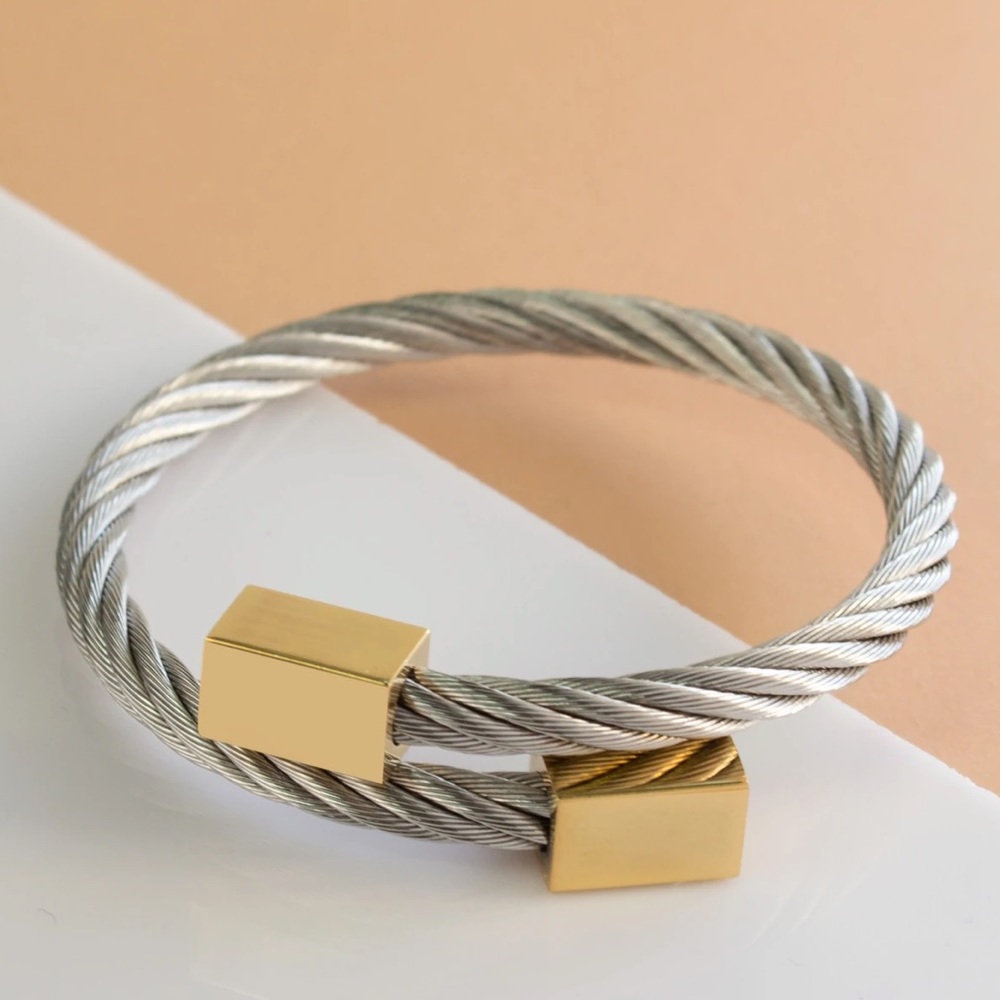 Rustic Cuff - Silver / Gold Coil Bracelet